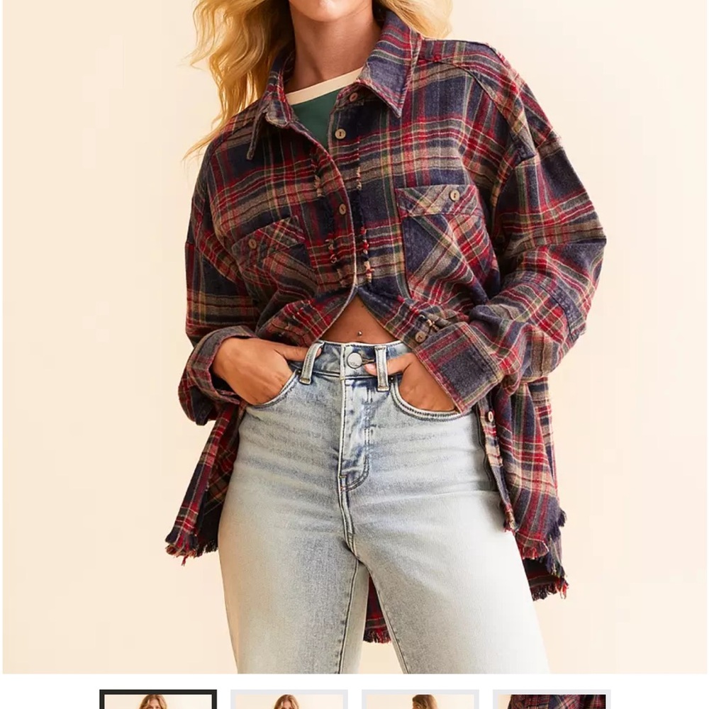 Buckle BKE Boyfriend Plaid Flannel Shirt Women’s Size M - Picture 3 of 6